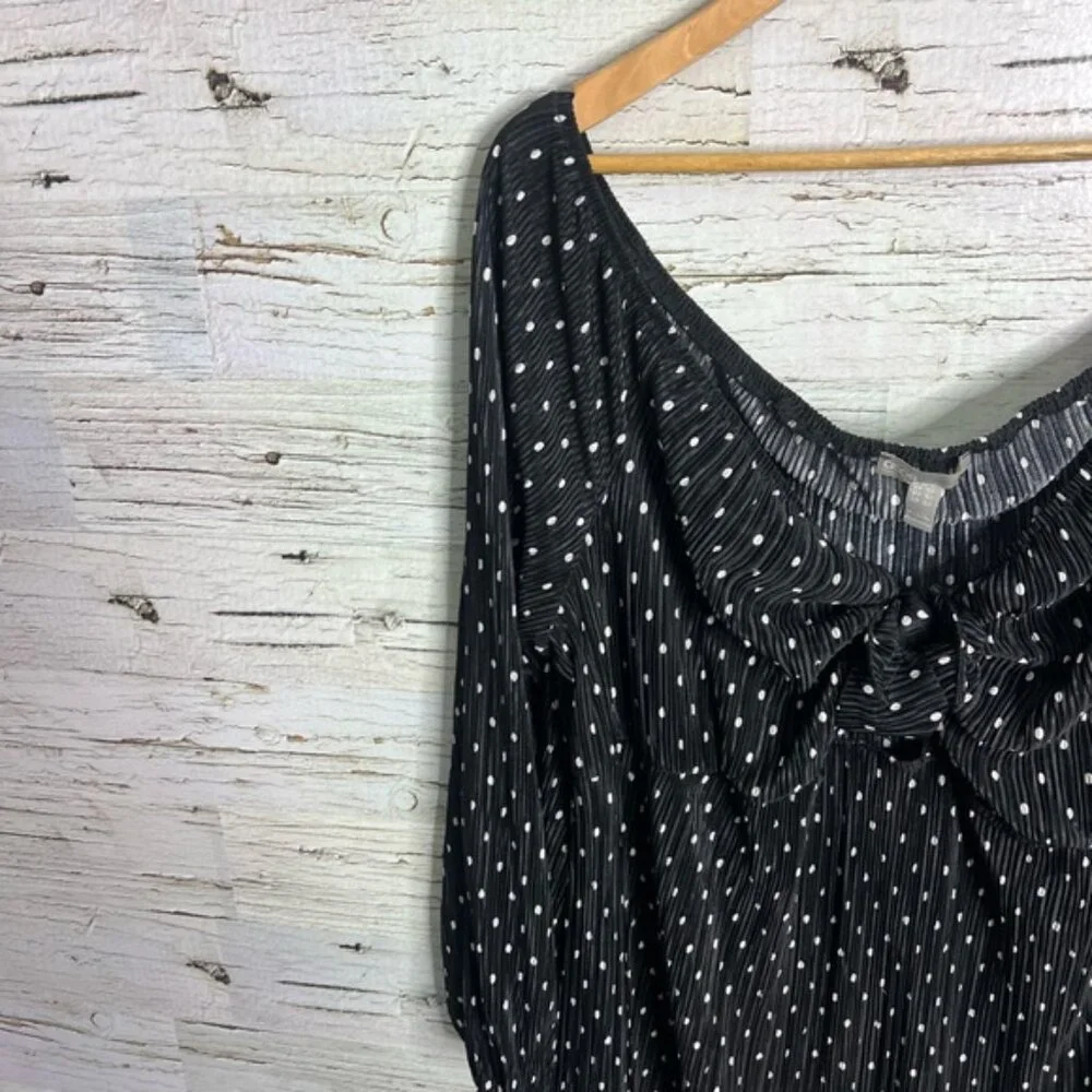ASOS Designs Women Plus Polka Dot black white tye up Short Sleeve size 20 - Picture 6 of 8
